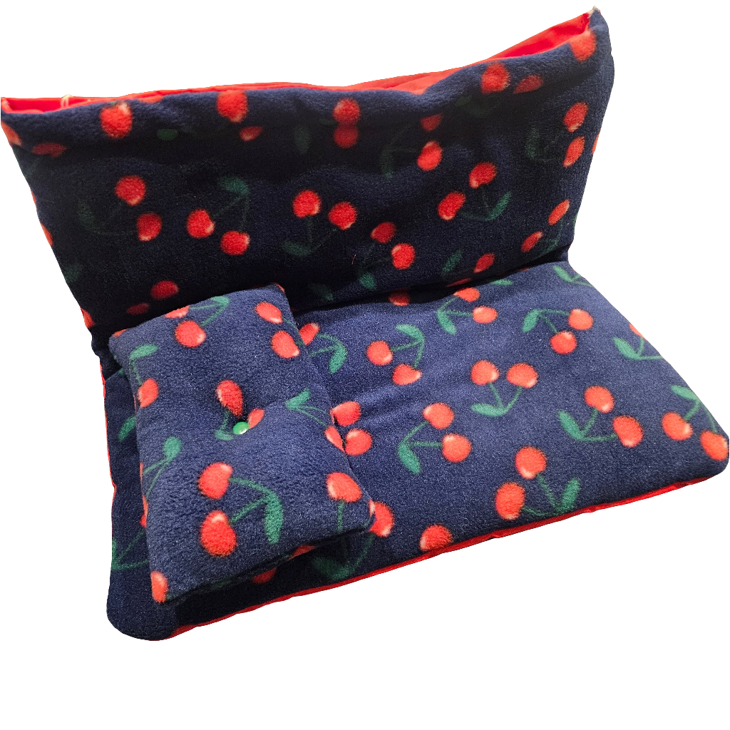 Day Bed Cover + Pillow Fleece (Cherries)