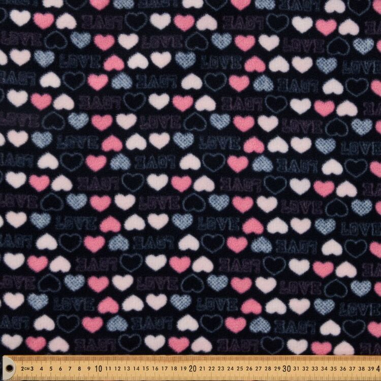 Fleece - Hearts Multi on Navy