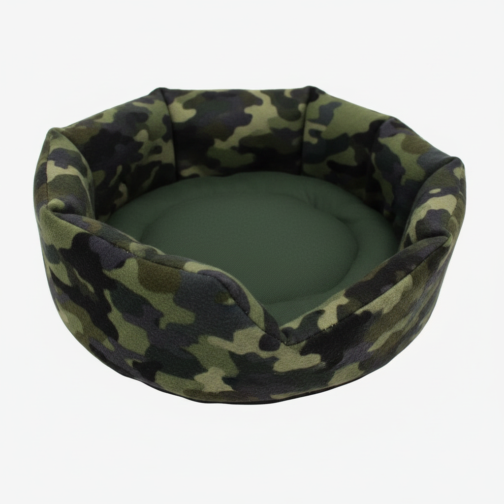 Cuddle Cup in Camo Green fleece with dark green inner