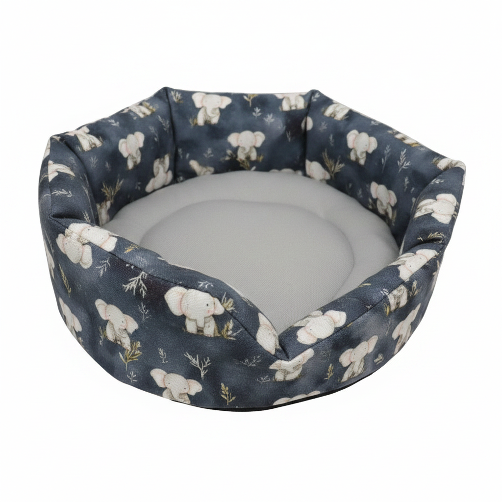 Cuddle Cup in Elephants fabric with grey inner - revised