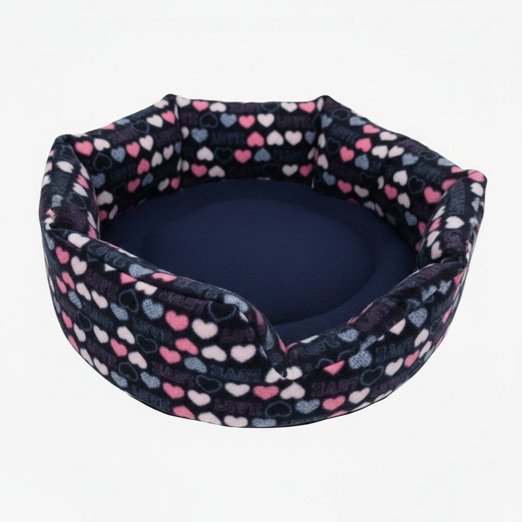 Cuddle Cup in Hearts Multi on Navy fleece with navy inner