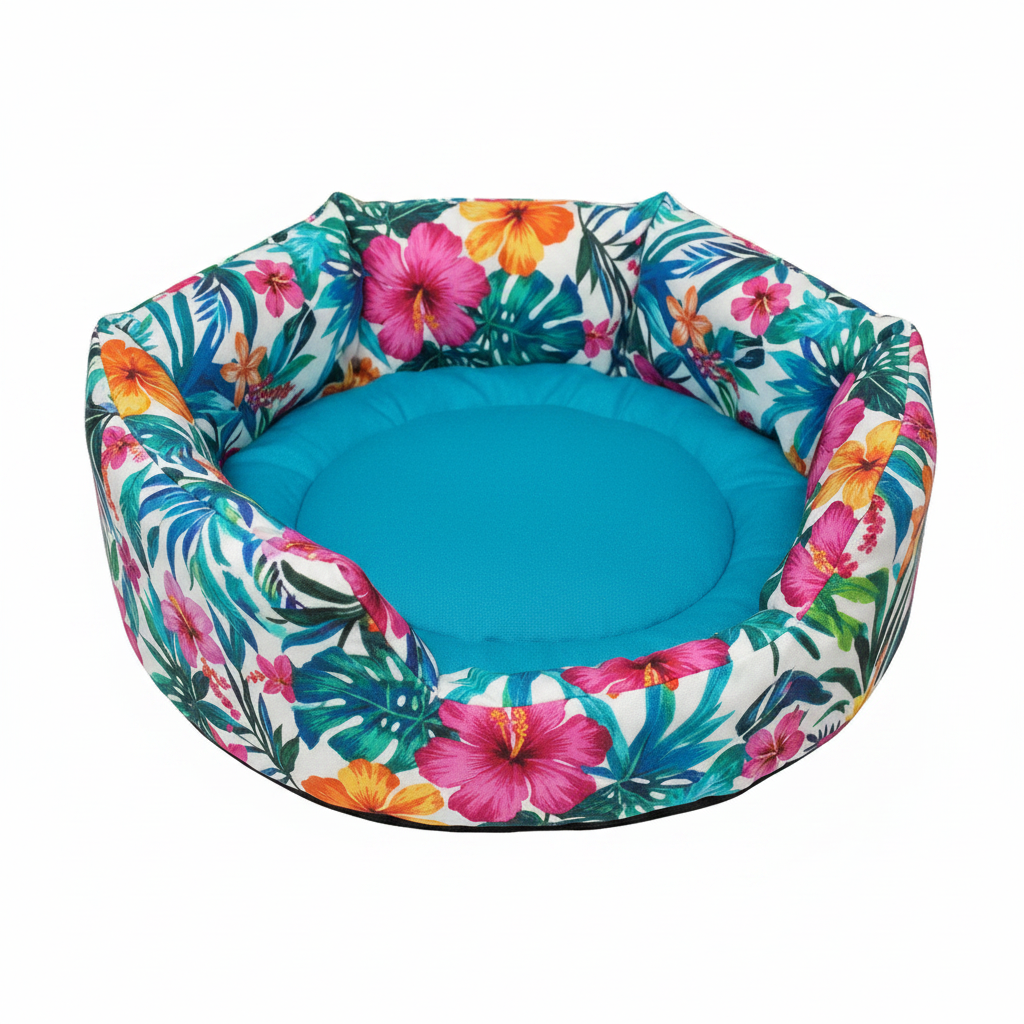 Cuddle Cup in Tropical fabric with matching turquoise inner